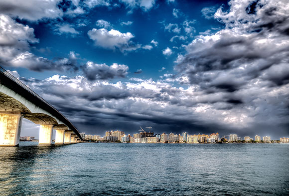 View Of Downtown and Ringling Bridge From Bird Key