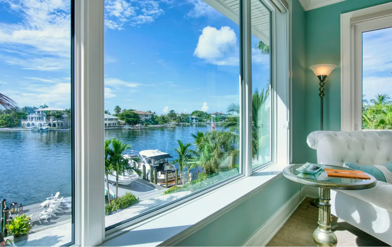 Coastal living room with bay views